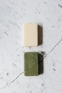 Natural men's bar soap on a light background